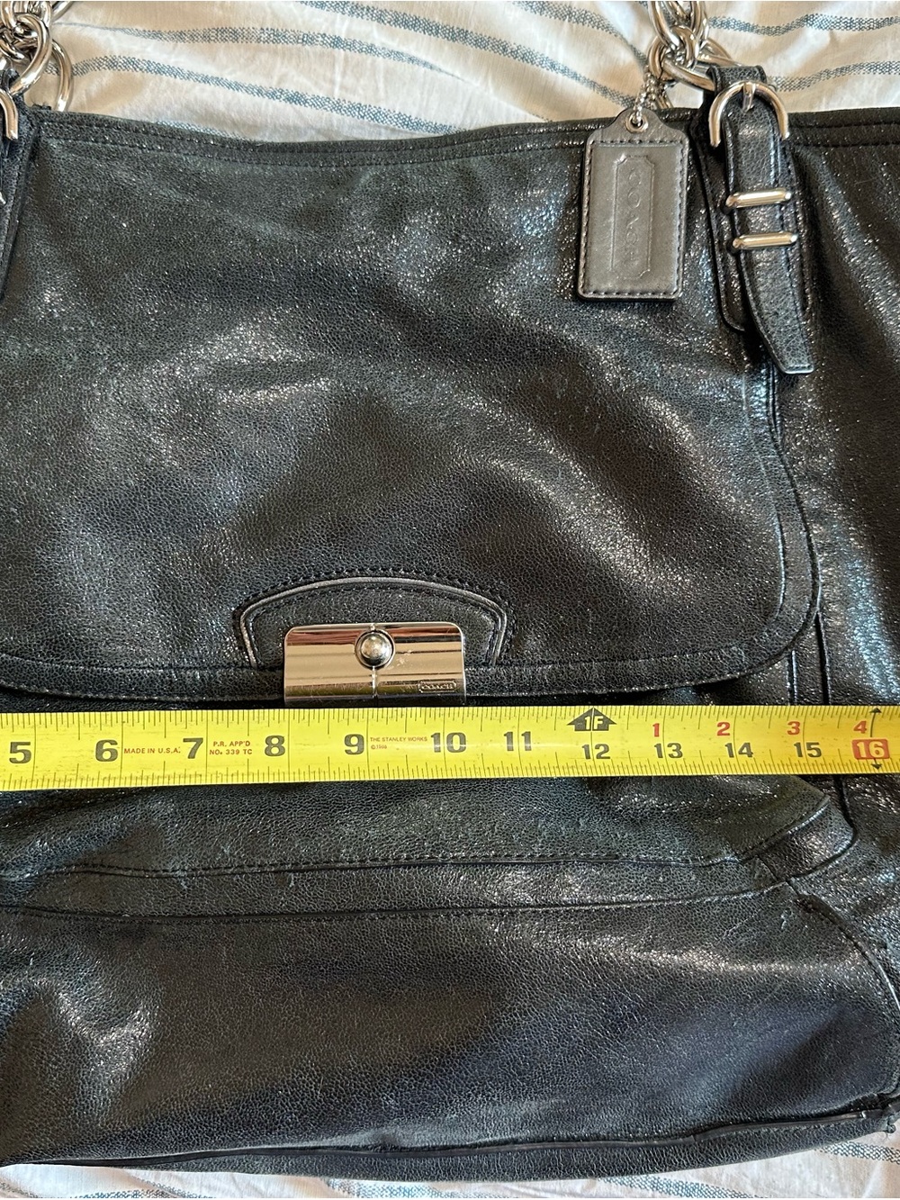 Coach Satin-Lined Handbag black shiny